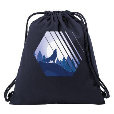 Howling Wolf Drawstring Bag