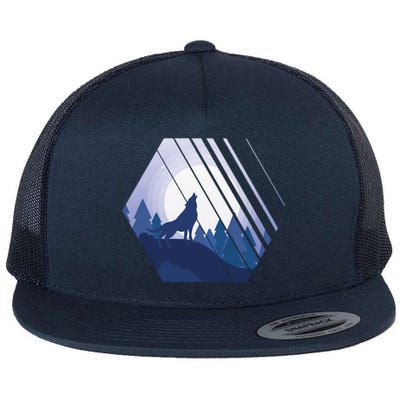 Howling Wolf Flat Bill Trucker Hat