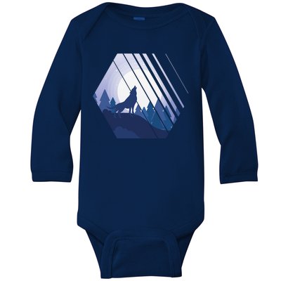 Howling Wolf Baby Long Sleeve Bodysuit