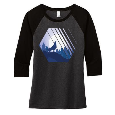 Howling Wolf Women's Tri-Blend 3/4-Sleeve Raglan Shirt