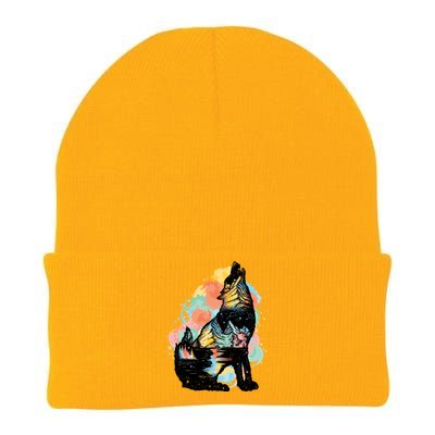 Howling Wolf Wilderness Knit Cap Winter Beanie