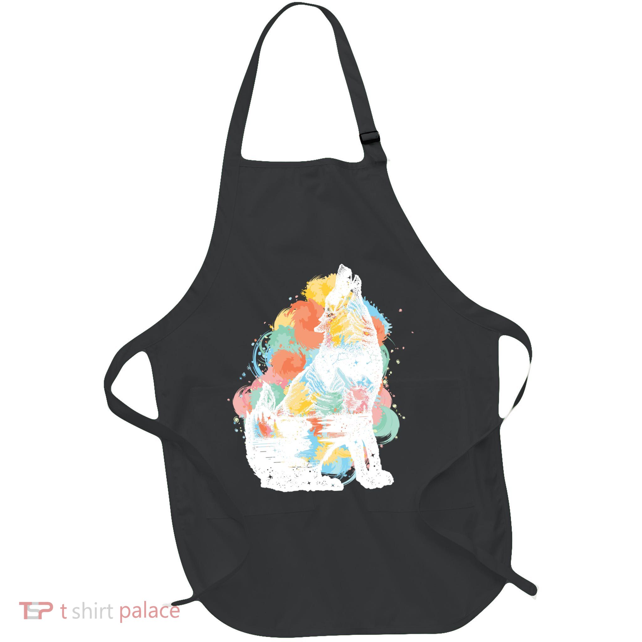 Howling Wolf Wilderness Full-Length Apron With Pockets
