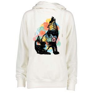 Howling Wolf Wilderness Womens Funnel Neck Pullover Hood