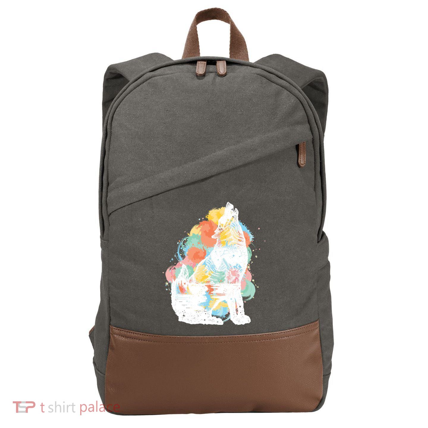 Howling Wolf Wilderness Cotton Canvas Backpack