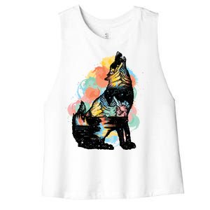 Howling Wolf Wilderness Women's Racerback Cropped Tank