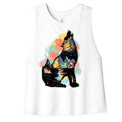 Howling Wolf Wilderness Women's Racerback Cropped Tank