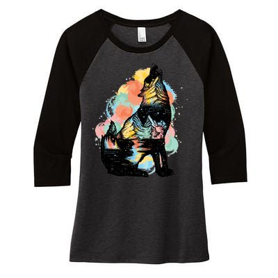 Howling Wolf Wilderness Women's Tri-Blend 3/4-Sleeve Raglan Shirt