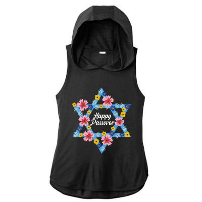 Happy Passover 2023 Star Of David Pesach Jewish Matzo Ladies PosiCharge Tri-Blend Wicking Draft Hoodie Tank