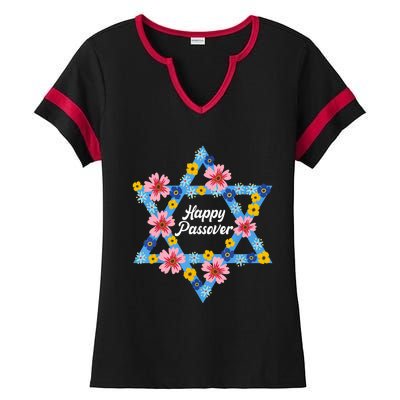 Happy Passover 2023 Star Of David Pesach Jewish Matzo Ladies Halftime Notch Neck Tee