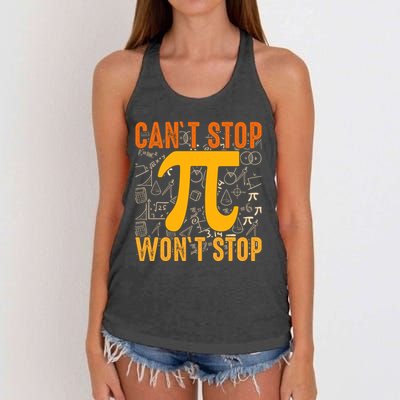 Happy Pi 314 Day Cant Stop Wont Stop Women's Knotted Racerback Tank
