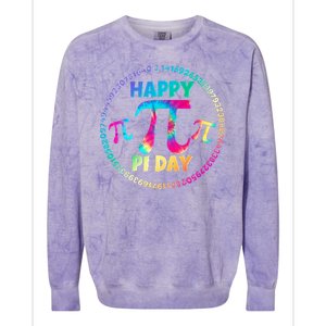 Happy Pi 3.14 Day Rainbow Tie Dye Colorblast Crewneck Sweatshirt