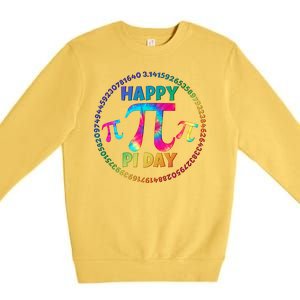 Happy Pi 3.14 Day Rainbow Tie Dye Premium Crewneck Sweatshirt