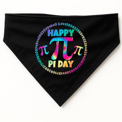 Happy Pi 3.14 Day Rainbow Tie Dye USA-Made Doggie Bandana
