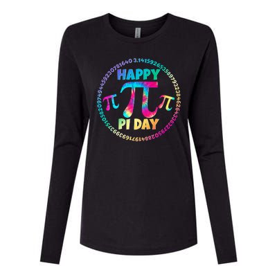 Happy Pi 3.14 Day Rainbow Tie Dye Womens Cotton Relaxed Long Sleeve T-Shirt