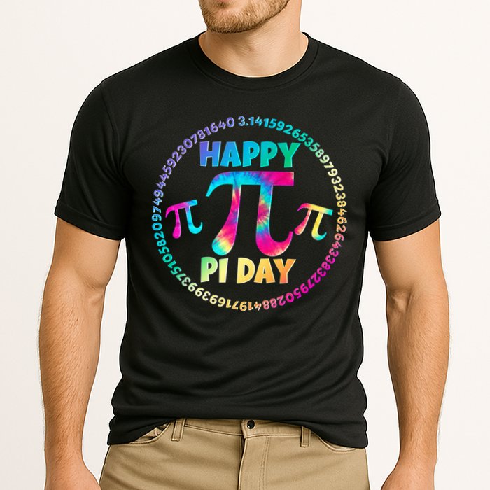 Happy Pi 3.14 Day Rainbow Tie Dye Cooling Performance Crew T-Shirt