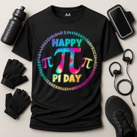 Happy Pi 3.14 Day Rainbow Tie Dye Cooling Performance Crew T-Shirt