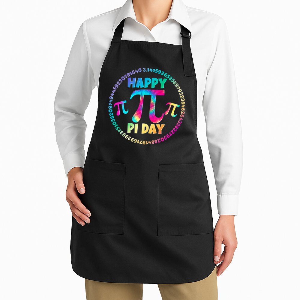 Happy Pi 3.14 Day Rainbow Tie Dye Apron