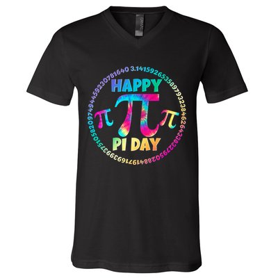 Happy Pi 3.14 Day Rainbow Tie Dye V-Neck T-Shirt