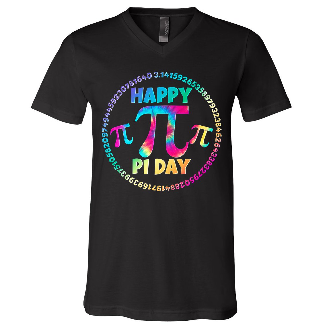 Happy Pi 3.14 Day Rainbow Tie Dye V-Neck T-Shirt