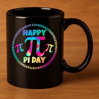 Happy Pi 3.14 Day Rainbow Tie Dye 11oz C Handle Ceramic Mug