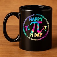 Happy Pi 3.14 Day Rainbow Tie Dye 11oz C Handle Ceramic Mug