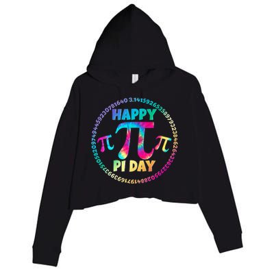 Happy Pi 3.14 Day Rainbow Tie Dye Crop Fleece Hoodie