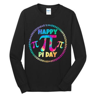 Happy Pi 3.14 Day Rainbow Tie Dye Tall Long Sleeve T-Shirt