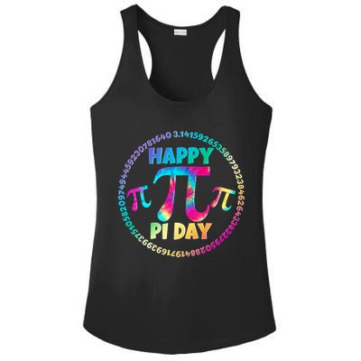 Happy Pi 3.14 Day Rainbow Tie Dye Ladies PosiCharge Competitor Racerback Tank