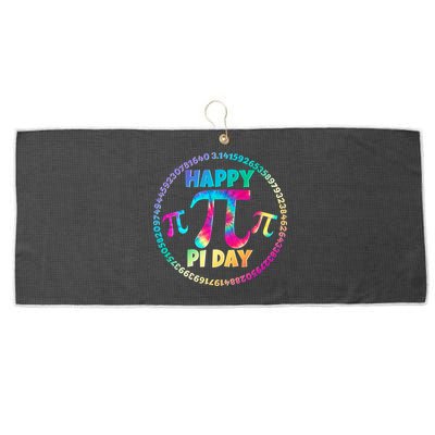 Happy Pi 3.14 Day Rainbow Tie Dye Large Microfiber Waffle Golf Towel
