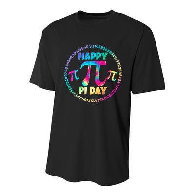 Happy Pi 3.14 Day Rainbow Tie Dye Youth Performance Sprint T-Shirt