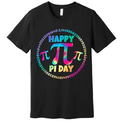 Happy Pi 3.14 Day Rainbow Tie Dye Premium T-Shirt