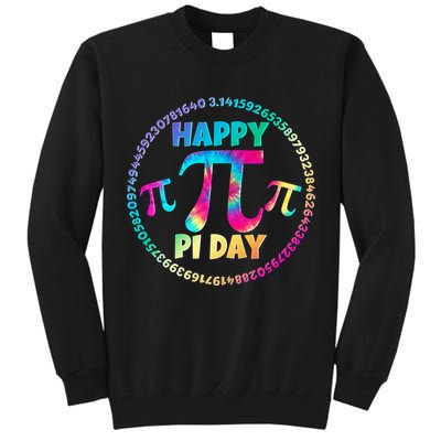 Happy Pi 3.14 Day Rainbow Tie Dye Tall Sweatshirt