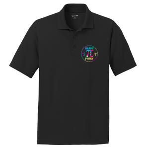 Happy Pi 3.14 Day Rainbow Tie Dye PosiCharge RacerMesh Polo