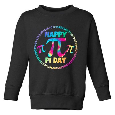 Happy Pi 3.14 Day Rainbow Tie Dye Toddler Sweatshirt