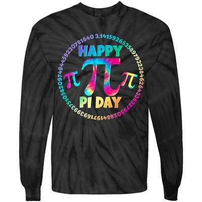 Happy Pi 3.14 Day Rainbow Tie Dye Tie-Dye Long Sleeve Shirt