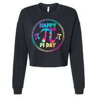 Happy Pi 3.14 Day Rainbow Tie Dye Cropped Pullover Crew