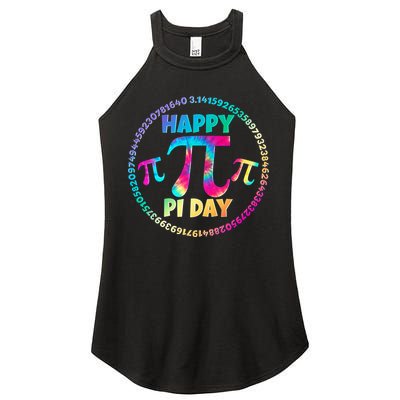 Happy Pi 3.14 Day Rainbow Tie Dye Women's Perfect Tri Rocker Tank