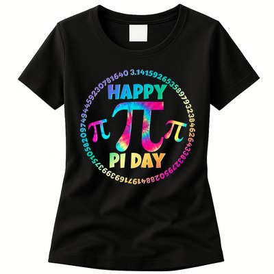 Happy Pi 3.14 Day Rainbow Tie Dye Womens T-Shirt