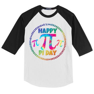 Happy Pi 3.14 Day Rainbow Tie Dye Kids Colorblock Raglan Jersey