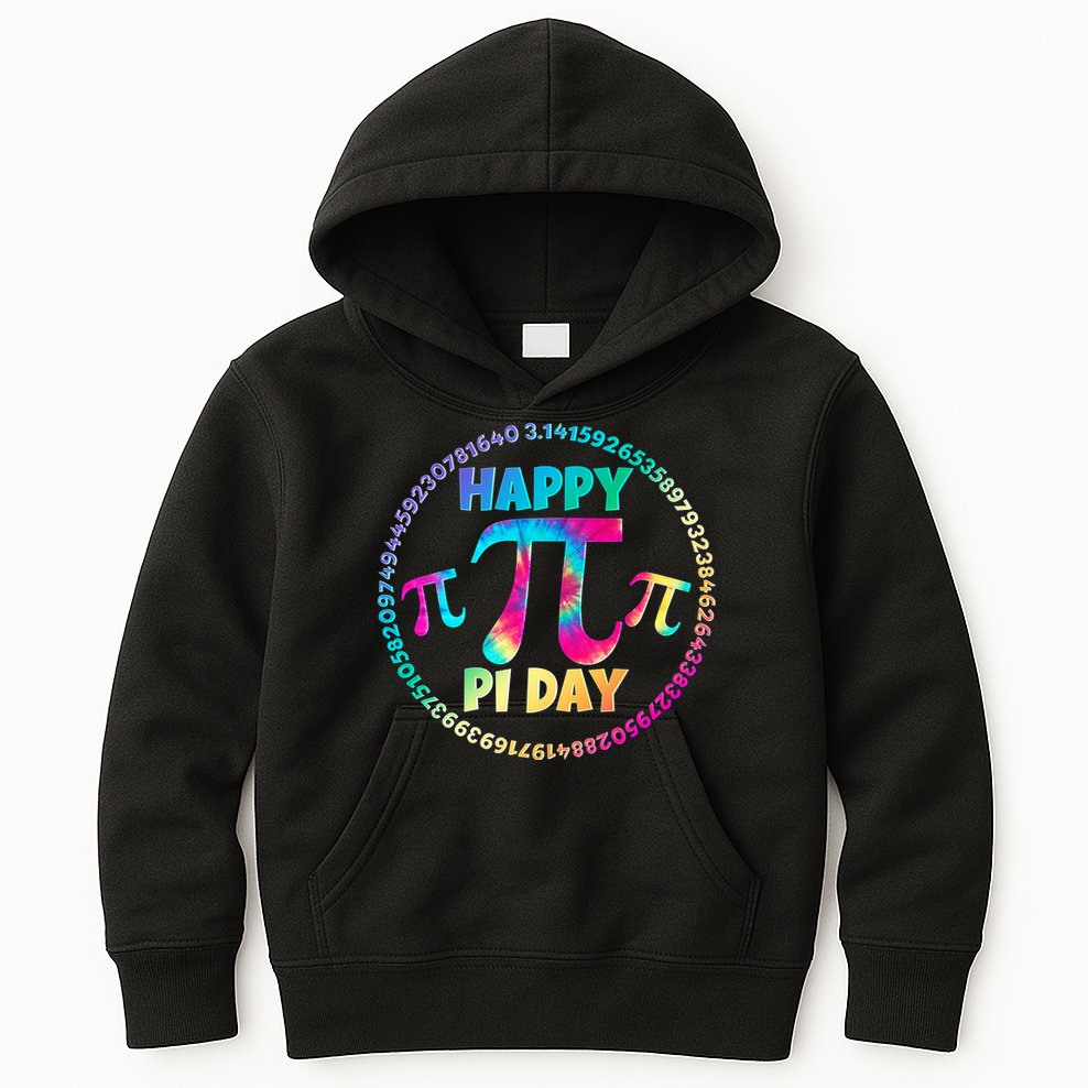 Happy Pi 3.14 Day Rainbow Tie Dye Kids Hoodie