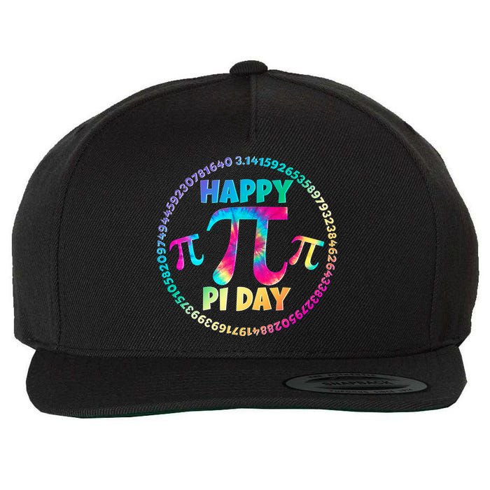 Happy Pi 3.14 Day Rainbow Tie Dye Wool Snapback Cap