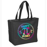 Happy Pi 3.14 Day Rainbow Tie Dye Zip Tote Bag