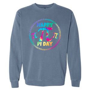 Happy Pi 3.14 Day Rainbow Tie Dye Garment-Dyed Sweatshirt