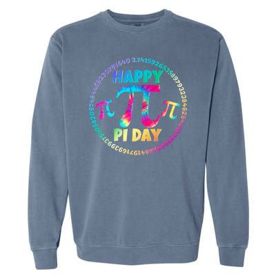 Happy Pi 3.14 Day Rainbow Tie Dye Garment-Dyed Sweatshirt