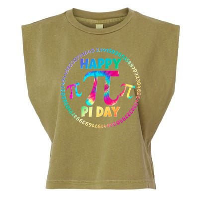 Happy Pi 3.14 Day Rainbow Tie Dye Garment-Dyed Women's Muscle Tee