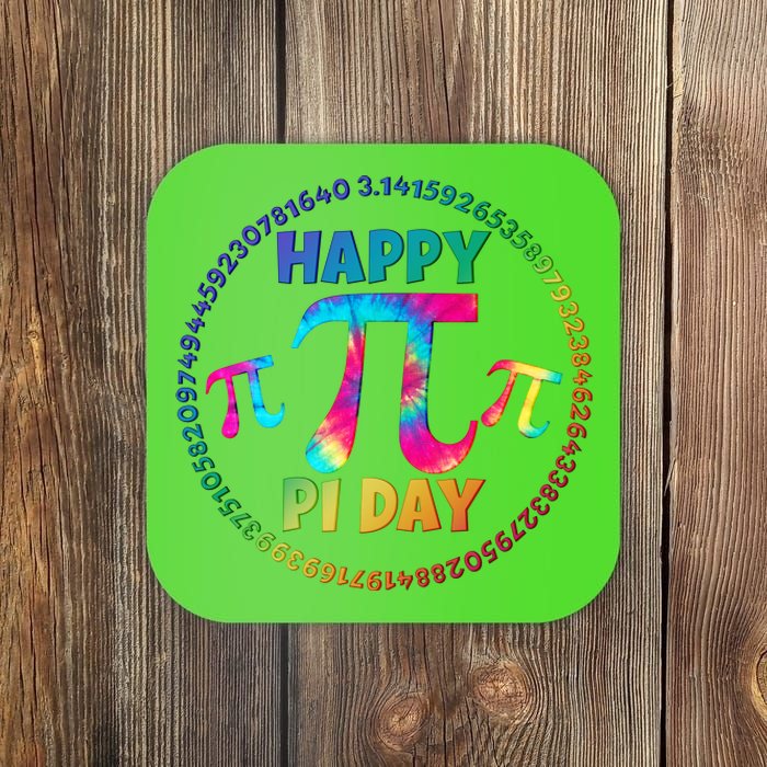 Happy Pi 3.14 Day Rainbow Tie Dye Coaster