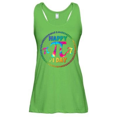 Happy Pi 3.14 Day Rainbow Tie Dye Ladies Essential Flowy Tank
