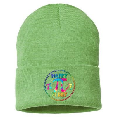 Happy Pi 3.14 Day Rainbow Tie Dye Sustainable Knit Beanie