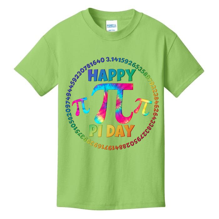 Happy Pi 3.14 Day Rainbow Tie Dye Kids T-Shirt