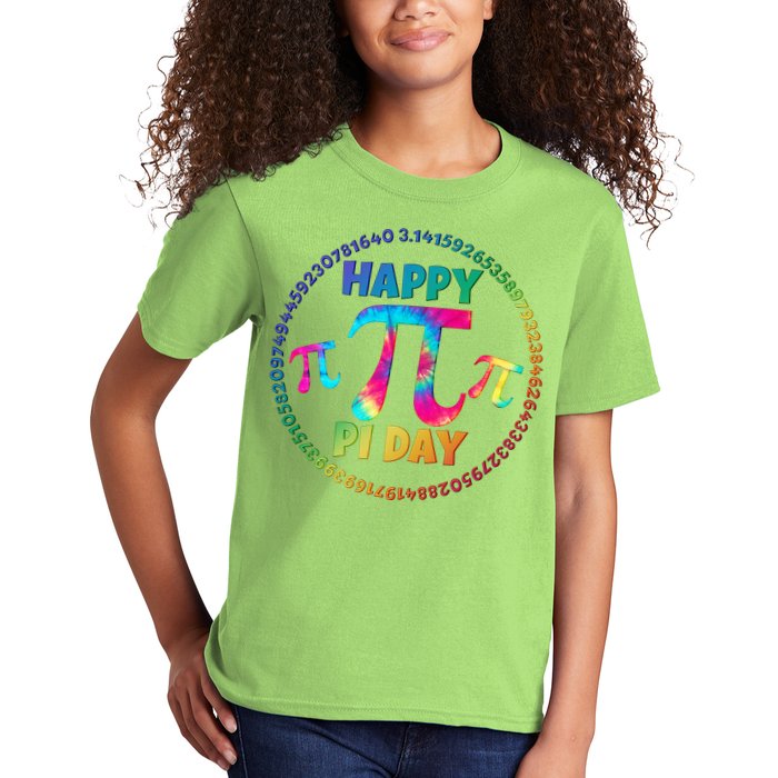 Happy Pi 3.14 Day Rainbow Tie Dye Kids T-Shirt